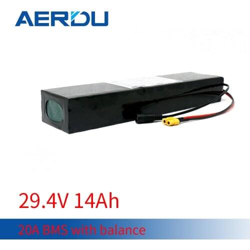 AERDU 7S4P 24V 14ah 18650Lithium-ion Battery Pack with holder 29.4v for electric motor bicycle ebike wheelchair built-in 20a bms