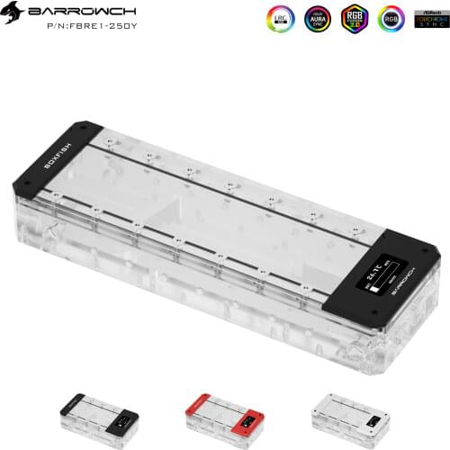 BARROW Length 150mm/200mm/250mm Reservoir Acrylic Square Intelligent Water Tank Magic Coolant PMMA Tank 5V Aurora Light to AURA