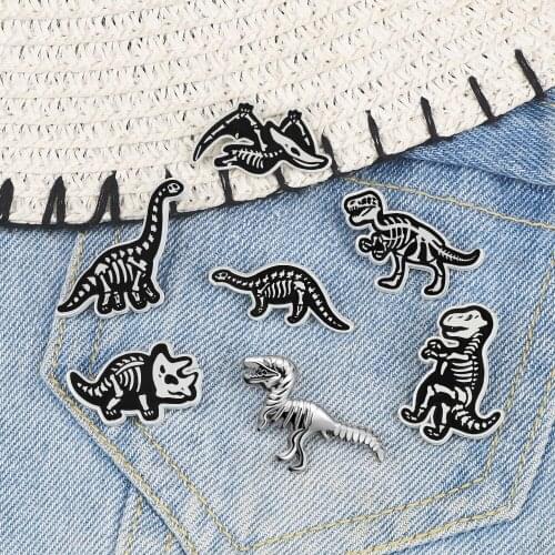 Jurassic Dinosaur Lapel Brooch Punk Pterodactyl Acanthosaurus Ancient Animals Enamel Pin Hat Badge Kids Friends Jewelry Gifts