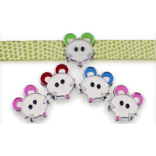 8mm Hole Cute Colorful Rodents Rat Slide Charms Beads DIY Accessories Handmade Jewelry For 8mm Bracelets Key Chains Pet Collar