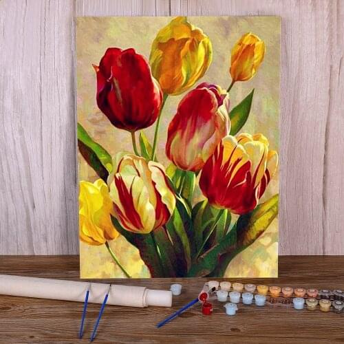 Flower Rose DIY Painting By Numbers Kit Acrylic Paints 40*50 Paiting By Numbers Home Decoration For Wholesale