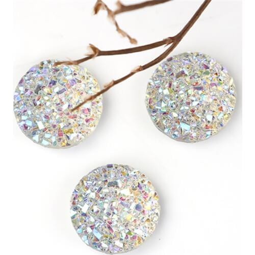 DoreenBeads Fashion Resin Druzy/ Drusy Dome Seals Cabochon Round White AB Color Jewelry DIY Findings 12mm( 4/8") Dia, 10 PCs