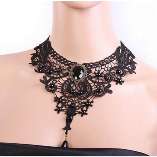Elegant Handmade Vintage Lace Beaded Collar Necklace Accessory Wedding Girl Necklace Party Beautiful U7G5
