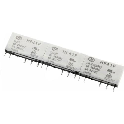 HOT NEW HF41F-5-ZS HF41F-12-ZS HF41F-24-ZS 5V 12V 24V relay 41F-1Z-C2-1 Relay base 5VDC DC5V 12VDC DC12V 24VDC DC24V 6A 5PIN