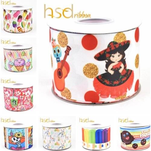 HSDRibbon Food style 22MM 38MM 75MM Heat transfer printed on Grosgrain Ribbon