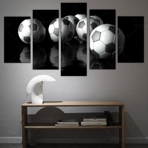 HD Printed 5 Piece Canvas Art Soccer Painting Football Wall Pictures Modular Framed Painting for living room Home Decor