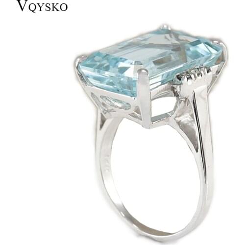 Big Blue CZ Cubic Zircon Stone Rings for Women Engagement Fashion Jewelry Valentines Day Gift