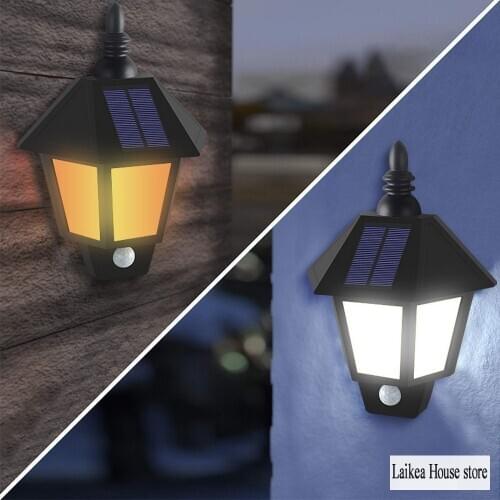 Solar Lamp 2020 New Steady Bright Induction Retro Hexagonal Black Half Wall Lights Outdoor Waterproof Garden Terrace Decoration