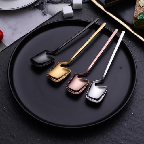 1PC Portable Stainless Steel Long Handle Tea Coffee Ice Cream Dessert Mixing Spoon Food Pick Fork Set Kitchen Gadget