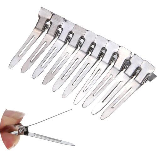 50pcs Silver color Flat Base Duck Mouth Metal Ultrathin Hair Clips Salon Hairdressing Hairstyling