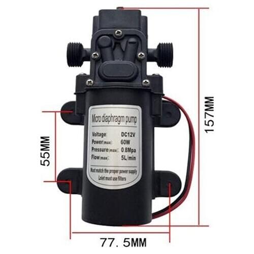 DC 12V/24V 80W Micro Diaphragm Water Pump Self-Priming Booster Pump Automatic Switch For Home Garden Spray Reflow Type