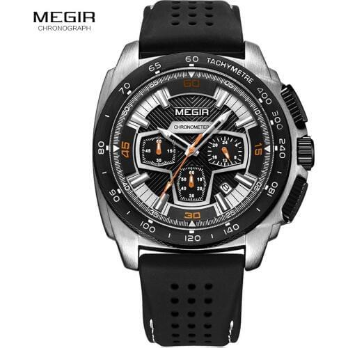 Mens Sports Wrist Watches Clock Army Marine Chronograph Quartz Stop Watch Man Relogios Masculino Military Silicone 2056GS-BK-1