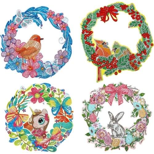 5D DIY Diamond Painting Wreath Spot Drill Garland for Door Diamond Embroidery Kit Hanging Mosaic Wall Decoration Home Decor