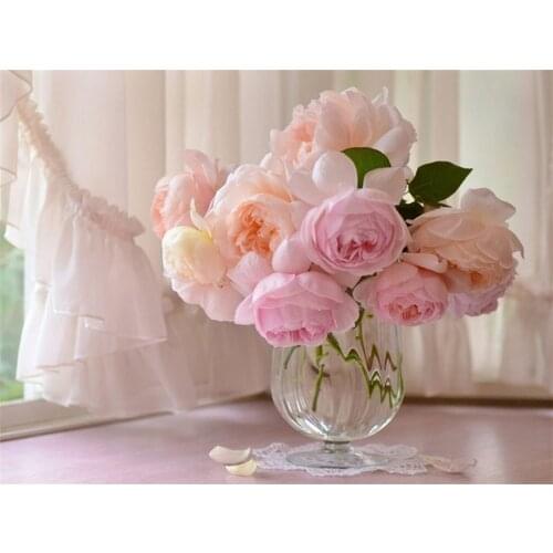 Flowers For Adults DIY 11CT Cross Stitch Embroidery Kits Craft Needlework Set Cotton Thread Printed Canvas Home Design