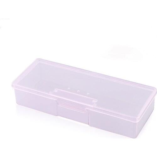 Nail Art Rectangle Plastic Transparent Storage Box Nail Rhinestone Brush Pen Buffer Grinding Files Container Case 19x7.5x3.8cm