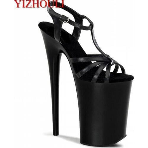 Sexy ultra thick 20 cm sandals, thick base hate sky high super fine stage performance high heel dancing shoes