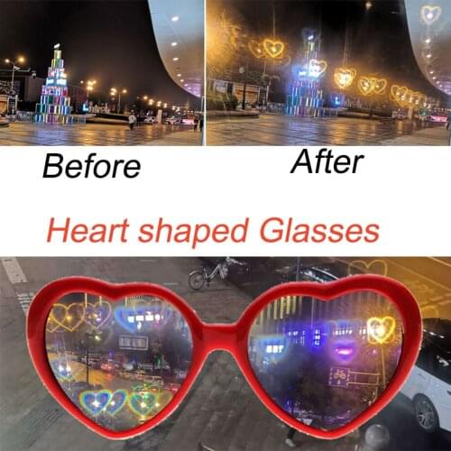 Love Glasses At Night Heart-shaped Lights Become Love Special Effects Glasses Net Red Glasses Fashion SunGlasses Women 2021