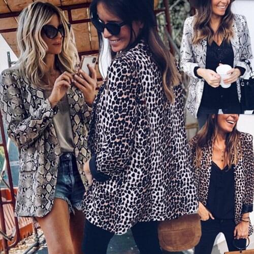 Autumn and winter 2020 sexy snake leopard long sleeve womens jacket blazer
