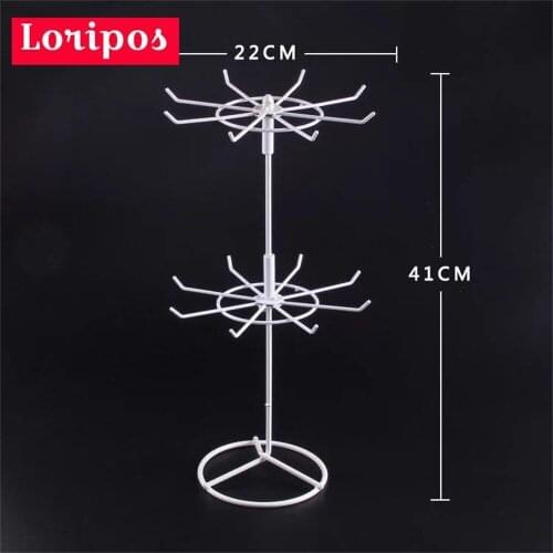 New Arrival 2 Layers Metal Rotating Jewelry Stand Earring Necklace Display Holes Storage Wig Bracelet Holder Rack Necklace Hook