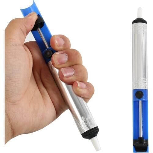 1Pcs Semi Aluminium Metal Desoldering Pump Blue Durable Removal Device Vacuum Soldering Iron Desolder Hand Welding Tools