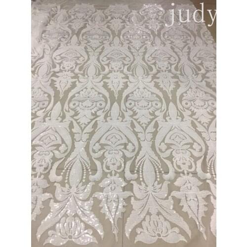 Christmas cloth sequin fabric 5yards/bag JL333# White sequins embroidered gauze wedding cloth for bridal wedding dress/sawing