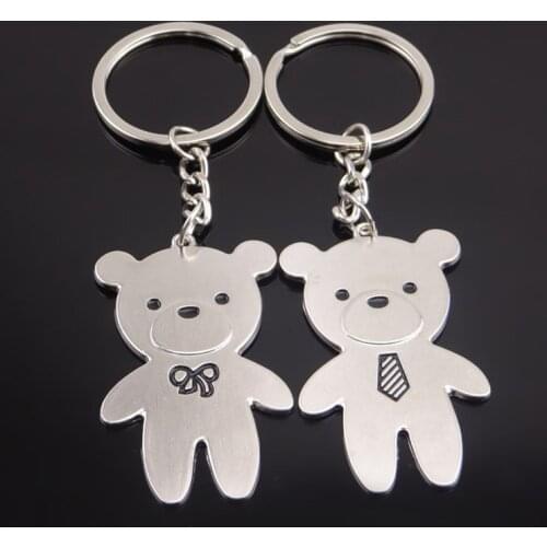 Bear Lovers Cute Keychain Couple Metal Keyring Gift for Lover Valentine Gift 2 Pieces / Pair / Lot