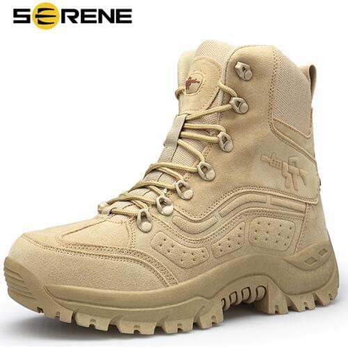 SERENE Brand Mens Boots Big Size New Military boot Mens Tactical Safety Combat Chukka Ankle Bot Motocycle Boots Army Male Shoes