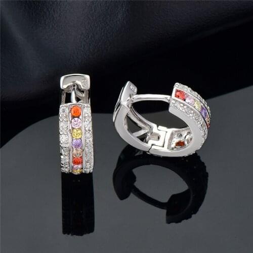 DY 925 sterling silver earrings for women E2736 Cubic Zircon Delicate Special Hoop Earring Gift For Female Accessories Jewelry