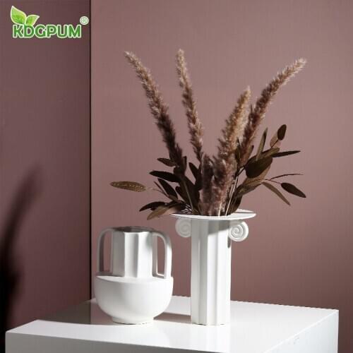 Modern Roman Column Ceramic Vase Simple Porcelain Dried Flowers Desktop Floral Crafts Home Decoration Decoration