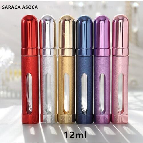 Wholeslae Glass Tank Aluminum Shell 12ml Perfume Glass Bottle Metal Travel Sprayer 30pcs/lot