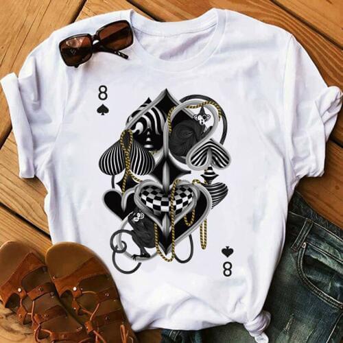 Tops t-shirt playing card 8 gothic cards vintage poker tshirt women t shirt grunge aesthetic clothes streetwear dropshipping