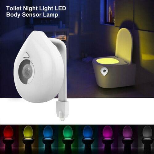 Toilet Light Smart Motion Sensor Toilet Seat Night Light 8 Colors Changeable Waterproof WC Lamp