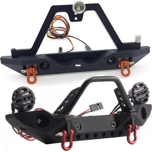 1/10 RC Car Metal Front & Rear Bumper with LED Lights Kit for Axial SCX10 90046 90047 for TRX4 1/10 RC Climbing Car Parts