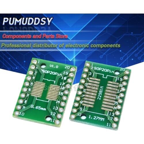 10PCS TSSOP20 SSOP20 SOP20 to DIP20 Transfer Board DIP Pin Board Pitch Adapter