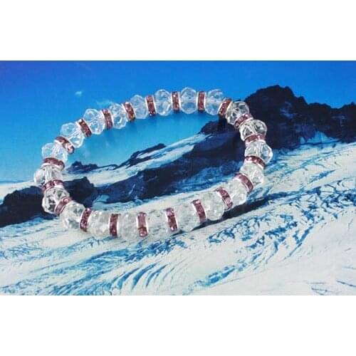 18PCS Purple Rhinestone Rondelle Clear Crystal Bracelet #20326