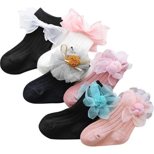 2020 Baby Kids Sweet Flower Socks Girl Cotton Socks big Bowknot Girls Sock Spring