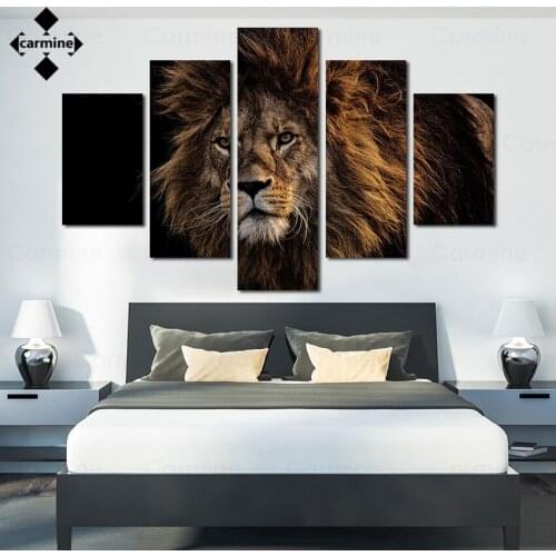 5 Pieces Lion Wall Art Painting On Canvas Animal Posters and Prints Modern Style Printing Picture No Frame for Living Room Decor