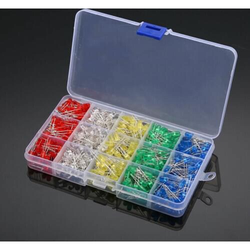 500pcs 5mm LED diode light assorted kit DIY LED kit white yellow red green blue electronic diy kit