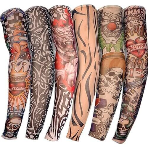 6pcs Elastic Tattoo Sleeve Designs Temporary Body Arm Women Men Skull Tattoo School Old Stockings Sleeve Tatoo For Cool N4W0
