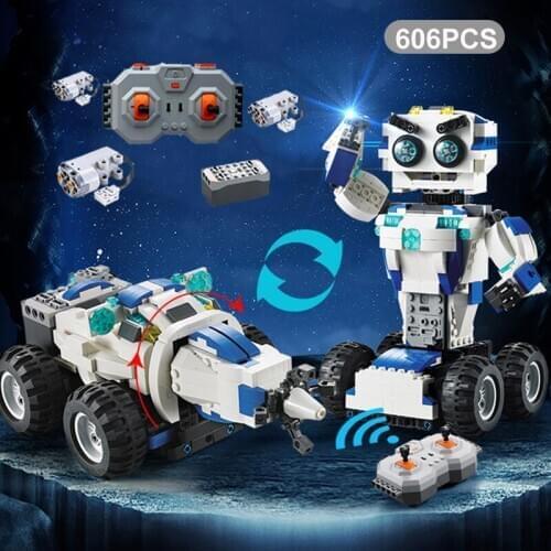 606PCS RC Robot 2 in 1 Mode Transform Building Blocks Compatible Creative Bricks Remote Control Robots High Tech Toys For Kids