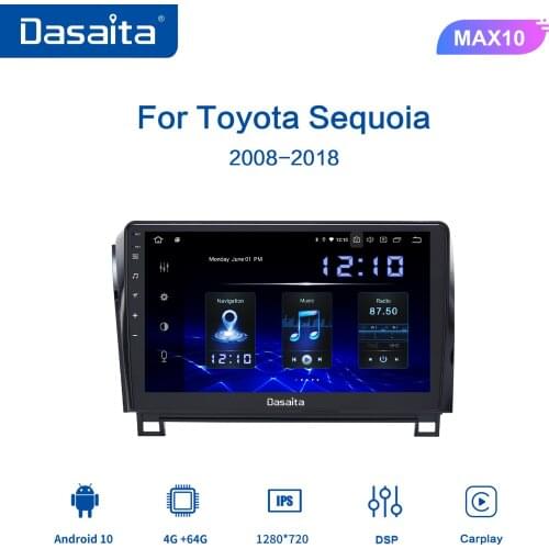 Dasaita 10.2“ HD Screen Android 10.0 Car Radio For Toyota Sequoia 2008-2018 GPS Tundra 2007-2013 Car Multimedia player TDA7850