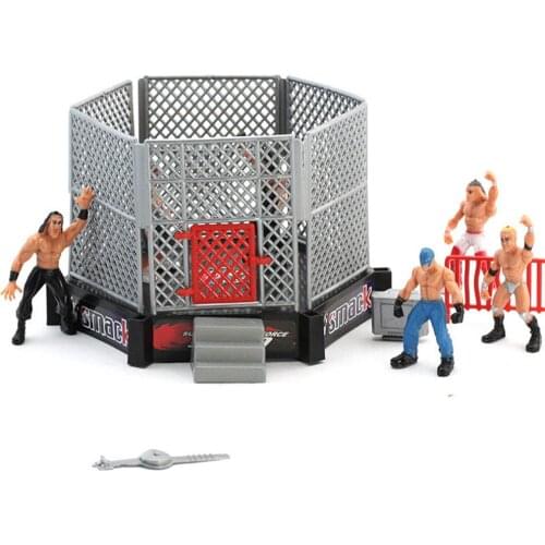 Wrestler Athlete Wrestling Figure Gladiator Model Set With Fighting Station Arena Cage Assembled Battle Game Toy Gaudily
