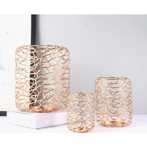 Creative Cylinder Candle Holders Gold Lantern Candle Holder Candlestick For Home Decoration Party Hotel Candle Stand Decorative