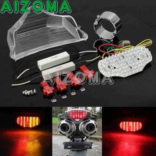 For Yamaha FZ6 Fazer 600 2003-2008 Clear Motorcycle LED Taillight Amber Red Lamp Brake Turn Signal Light Integrated Tail Light