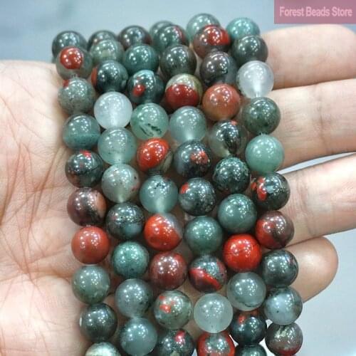 African Blood Natural Stone Loose Round Beads 15" Strand Diy Bracelet Charm Beads for Jewelry Making 4 6 8 10 12MM Wholesale