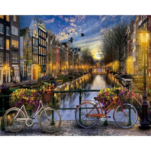 Love In Amsterdam 40x50CM Painting By Numbers Digital Oil Living Room Landscape Animation Character Coloring Manual Decoration