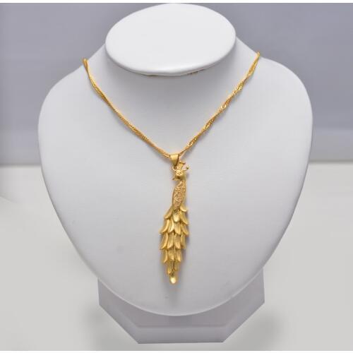 Dubai Arab Ethiopia Phoenix Pendant Necklaces Women Men Gold Color Wedding Jewelry "LUCK" Auspicious & Good Luck Symbols
