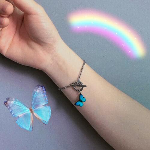 Blue Couple Butterfly Bracelets Pendant animal Chain Bracelet for Women Ins Design Link Armband Girl Party Jewelry Gifts