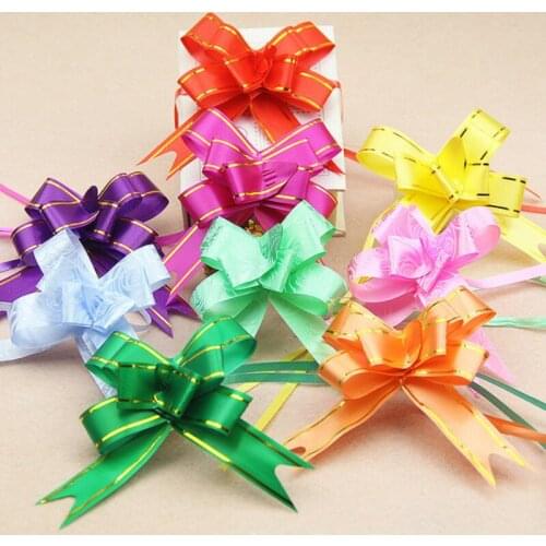 10pcs Christmas Gifts Wrap Pull Bows Christmas Tree Ribbons Bow New Year Decoration for Home Wedding Car Decor Craft Bows Noel