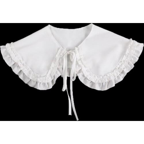 Linbaiway Women Chiffon Stand Fake Collar Adult Detachable Lace False Collar Shirt Blouse Top Neckwear Clothes Accessories